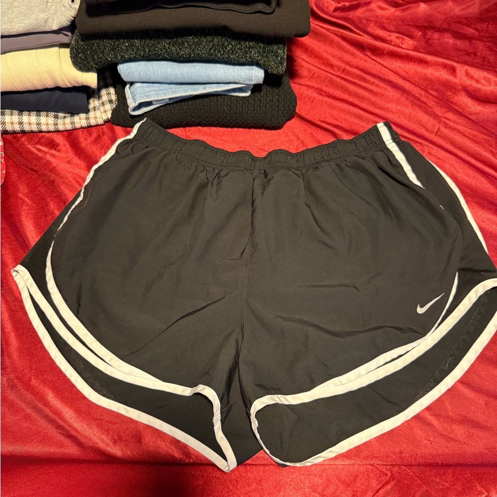Nike Women's Black and White Athletic Shorts